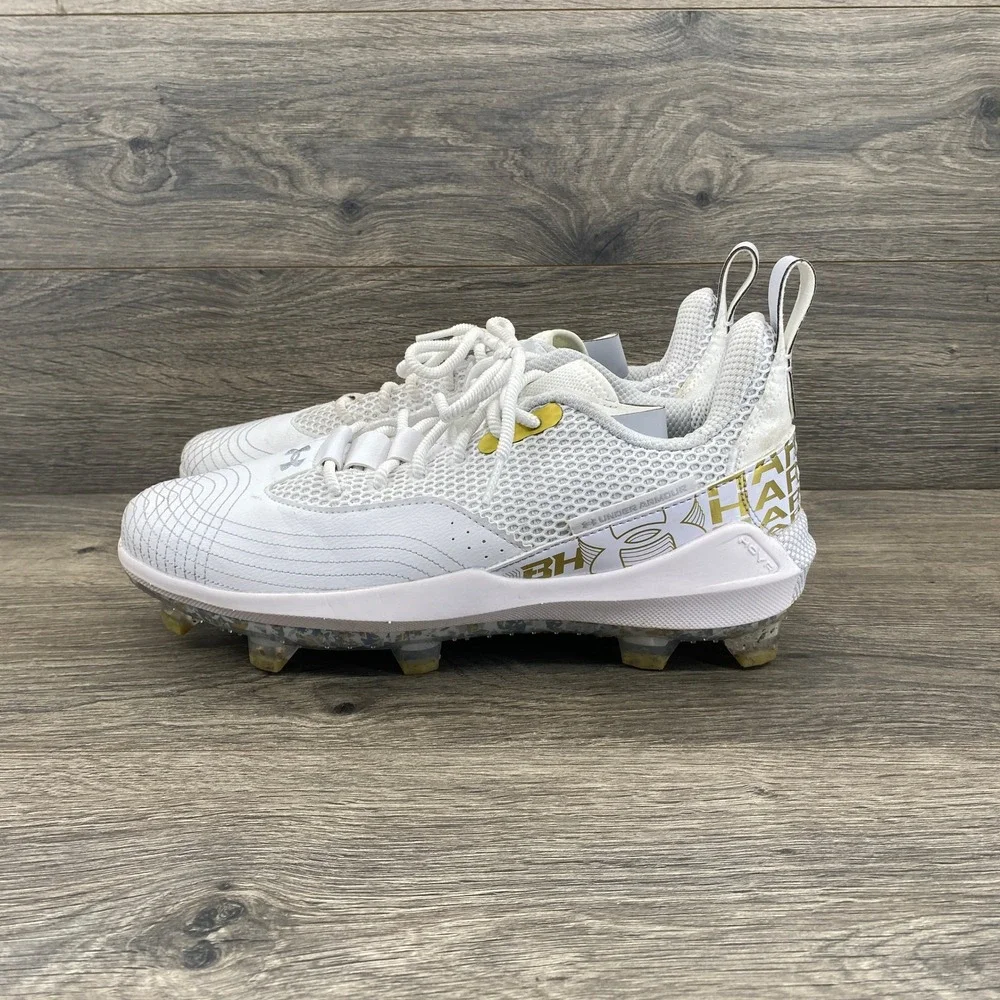 Under Armour Harper 7 Low Elite Baseball Cleats Mens 12 White Gold 3025585-100